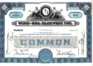 Tung - Sol Electric Inc.  1957 Stock Certificate photo