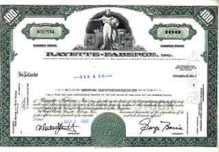 Rayette - Faberge,  Inc.  Mn 1967 Stock Certificate photo