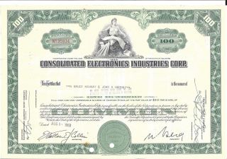 Consolidated Electronics Industries Corp. . . .  1968 Stock Certificate photo