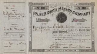 Very Rare Issued Silver Chief Mining Stock Certificate photo