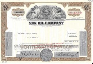 Sun Oil Company. . . . . . . . . . . .  1972 Stock Certificate photo