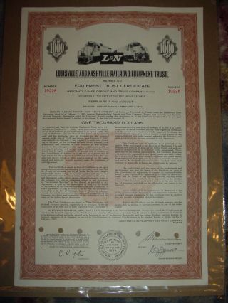 Louisville & Nashville Railroad Bond Stock Certificate Seaboard Csx L&n photo