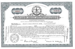 Scott & Williams Incorporated. . . . .  1960 Stock Certificate photo