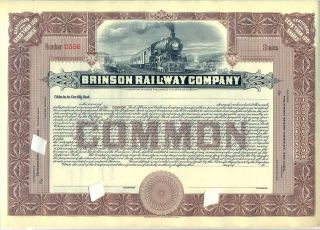 Brinson Railway Company Stock Certificate Georgia photo