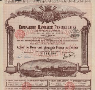 France Steamship Co Stock Certificate 1923 Le Havre photo