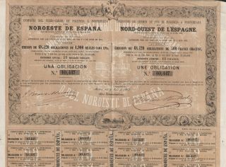 Spain Northwestern Spanish Railroad Stock Certificate 1862 photo