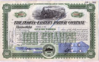 Peoria & Eastern Railway Company Stock Certificate Railroad photo