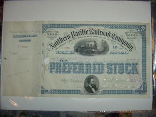 Northern Pacific Railroad Company Stock Certificate Blue photo