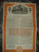 1945 Reading Company Bond Stock Certificate Railroad Monopoly Transportation photo 1