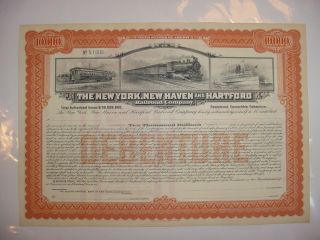 $10,  000 York Haven & Hartford Railroad Company Bond Stock Certificate photo