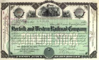 1886 Norfolk & Western Stock Certificate photo
