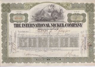 International Nickel Company. . . . .  1923 Stock Certificate photo