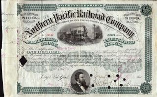 Northern Pacific Rwy 1880s Green 100 Share Preferred Stock Certificate photo