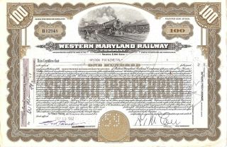 Western Maryland 100 Shares Second Preferred Stock Cert 1957 photo