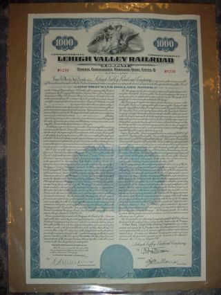1949 Lehigh Valley Railroad Company Bond Stock Certificate Norfolk Southern photo