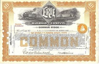 Stock - Erie Railroad Company 1930s Stock Certificat Camelback Steam Locomotive photo
