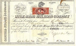 Little Miami Railroad Company Stock 1870 photo