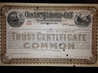 Choctaw,  Oklahoma & Gulf Railroad Stock Certificate G8 Collectible For Framing photo