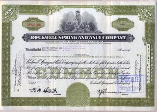 Rockwell Spring And Axle Company Stock Certificate Collins Pennsylvania photo