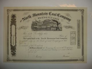 North Mountain Coal Company Stock Certificate Pennsylvania photo