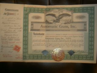 Automatic Guns,  Inc.  Stock Certificate 1936 photo
