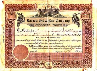 Boston Oil & Gas Company Nv 1920 Stock Certificate photo