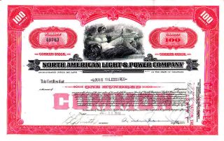 North American Light & Power Comany 1944 Stock Certificate photo