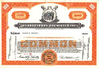 Hydrocarbon Chemicals,  Inc.  Nj 1959 Stock Certificate photo