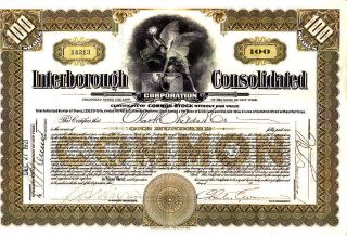 Interborough Consolidated Corporation Ny 1921 Stock Certificate photo