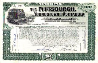 Pittsburgh,  Youngstown And Ashtabula Railway Oh 1975 Stock Certificate photo