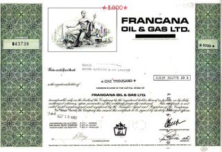 Francana Oil & Gas Ltd.  Canada 1980 Stock Certificate photo