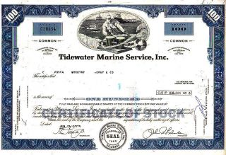 Tidewater Marine Service,  Inc.  1975 Stock Certificate photo