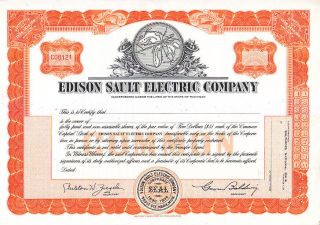 Edison Sault Electric Company Mi 1960 Stock Certificate photo