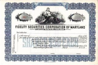 Fidelity Securities Corporation Of Maryland 19 - - Stock Certificate photo