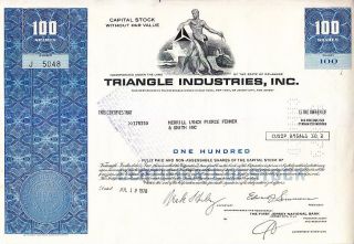 Triangle Industries,  Inc.  1978 Stock Certificate photo