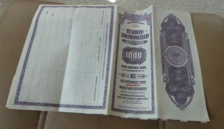 1955 Specimen St.  Louis - San Francisco Railway Coupon Bond $1000 - Frisco photo