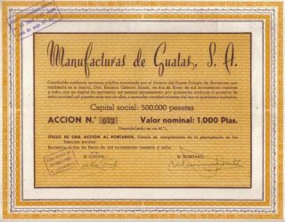Spain Bond 1948 Manufacturas De Guatas 1000 P photo