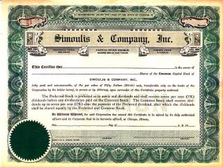 Simoulis & Company,  Inc.  Il 19 - - Stock Certificate photo