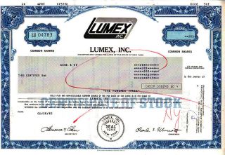 Lumex,  Inc.  Ny 1982 Stock Certificate photo