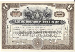Loew ' S Boston Theatres Co. . . . . . . . . .  1928 Stock Certificate photo