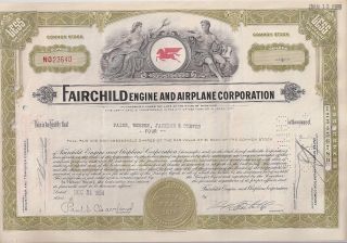 Fairchild Engine And Airplane Corporation. . . . .  1955 Stock Certificate photo