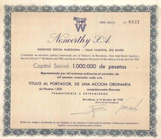Spain Bond 1955 Nosworthy Society 1000 Pesetas photo