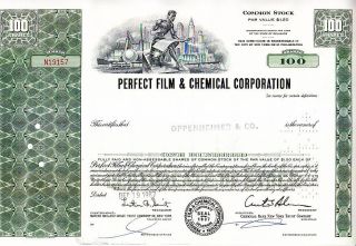 Broker Owned Stock Certificate: Oppenheimer & Co,  Payee; Perfect Film,  Issuer photo