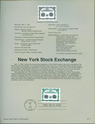 1992 Souvenir Page - 2630 - Ny Stock Exchange photo