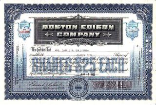 Boston Edison Company Ma 1952 Stock Certificate photo