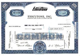 Executone,  Inc.  Ny 1971 Stock Certificate photo