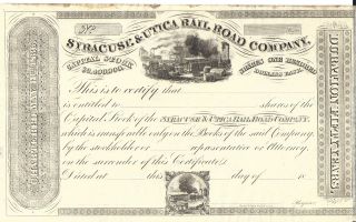 Syracuse & Utica Rail Road Company. . . . .  1800 ' S Unissued Stock Certificate photo