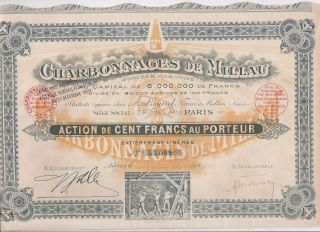 Charbonnages De Millau S.  A. . . . . . . . . .  1925 Certificate photo