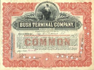 1927 Bush Terminal Company Stock Certificate - York City - Railroad Railway photo