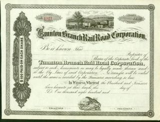 Taunton Branch Railroad Corp Stock Certificate 1860s photo